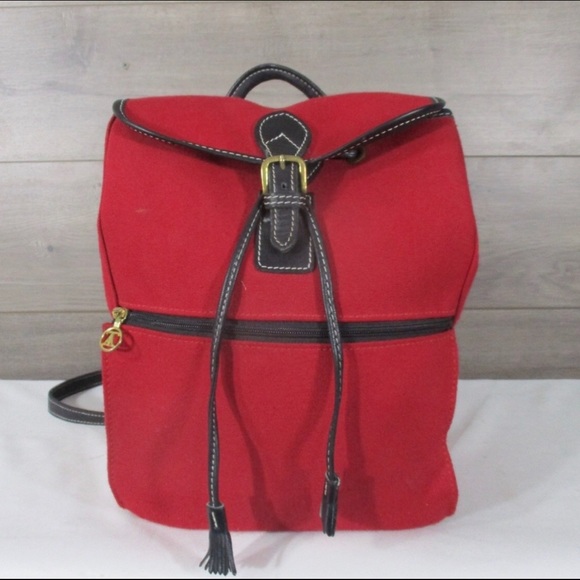 Rare T. Anthony LTD Red Canvas Leather Backpack - Picture 1 of 8
